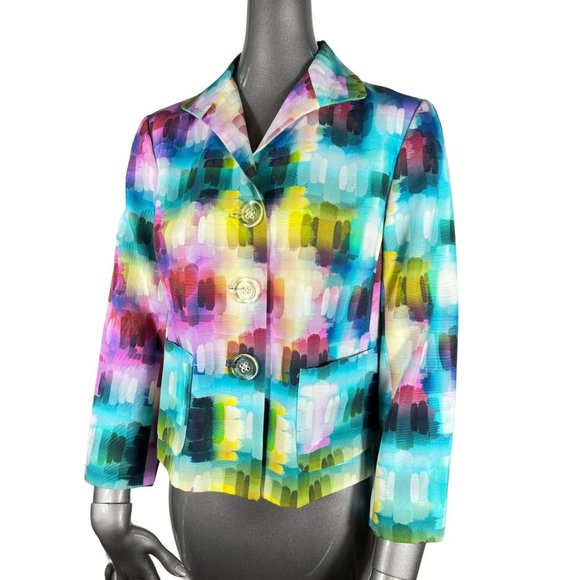 Lafayette 148 New York Rainbow Colorful Button Blazer Jacket 4 - Picture 1 of 6
